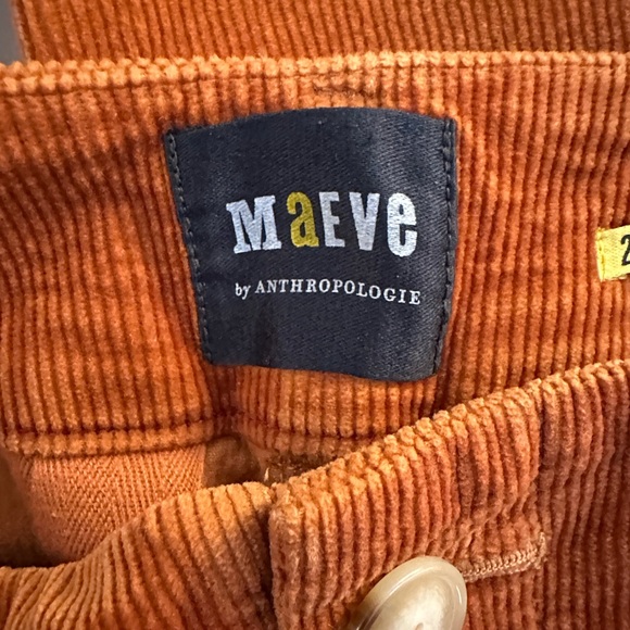 Maeve Anthropologie The Colette Orange Classic Corduroy Wide Leg Pants Size 28P - Picture 6 of 9